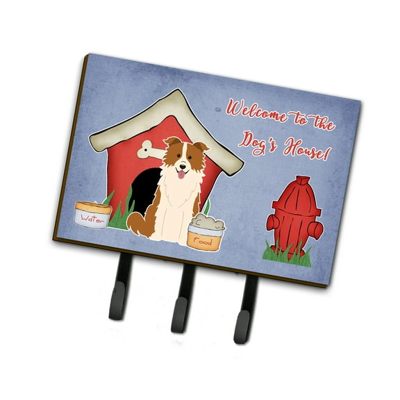 Dog House Collection Border Collie Red White Leash or Key Holder