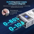 thumbnail image 5 of Fuente de Alimentación CC Ajustable de 60 V y 600 W, Conmutada, CA 110 V/220 V A CC 0-60 V, Convertidor para Impresora 3D, Regulable., 5 of 5