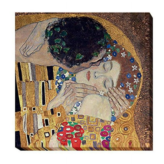 The Kiss - Detail by Gustav Klimt Premium Gallery-Wrapped Canvas Giclee Art - Ready-to-Hang, 30 x 30 x 1.5 in.