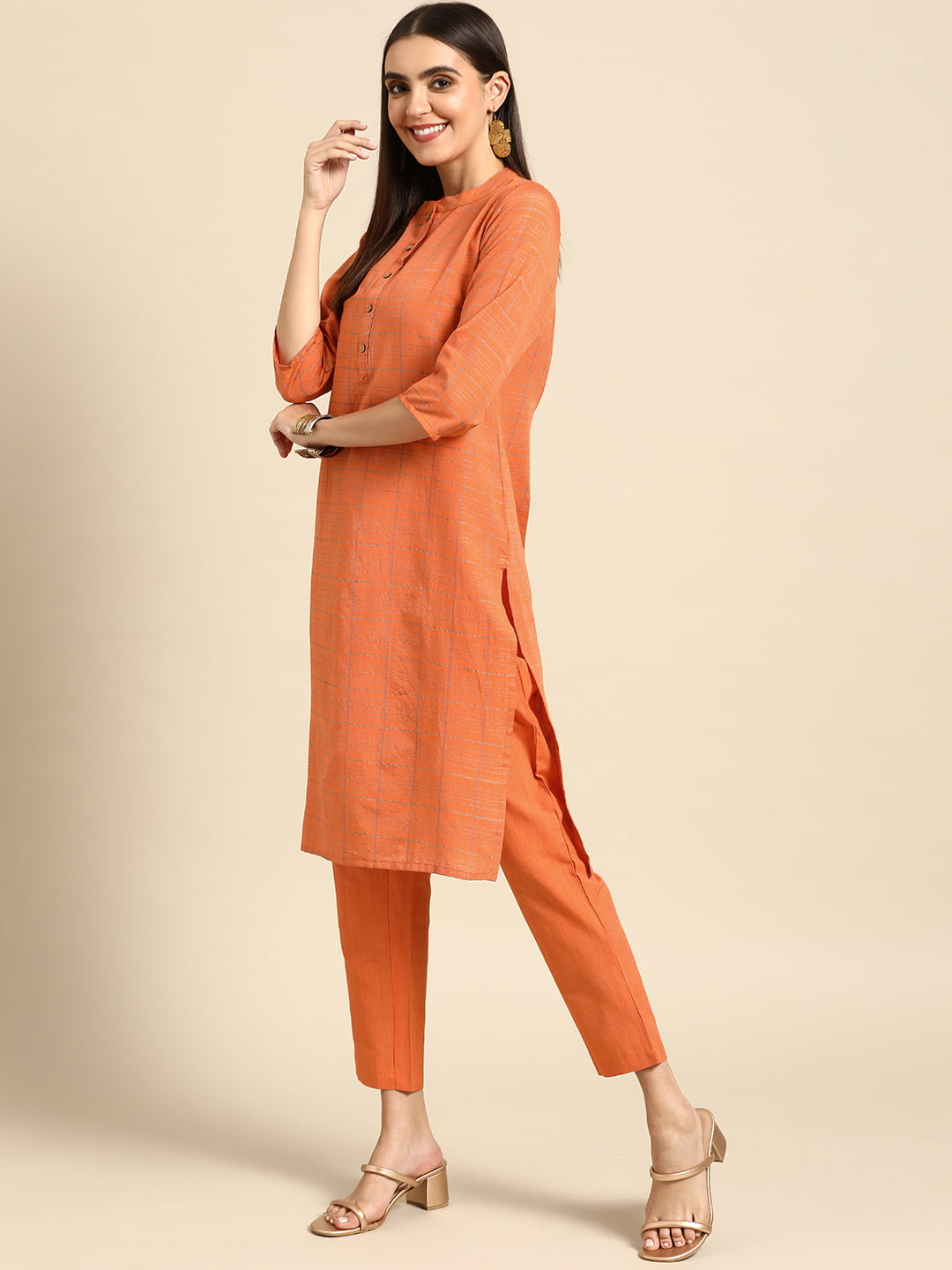 Orange Patchwork Party Party Wear Kurti | Cotton kurti designs, Kurti  designs, Designer kurti patterns