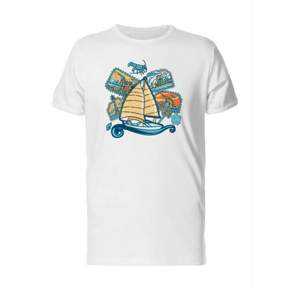Sailing Boat Artwork T-Shirt Men -Image by Shutterstock, Male 4X-Large