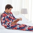 thumbnail image 6 of Fuzoiu American Stars2 Print Men's Long-Sleeved Pajama,Lounge Button Down Nightwear,Mens Notch Collar Pajama Set -Medium, 6 of 7