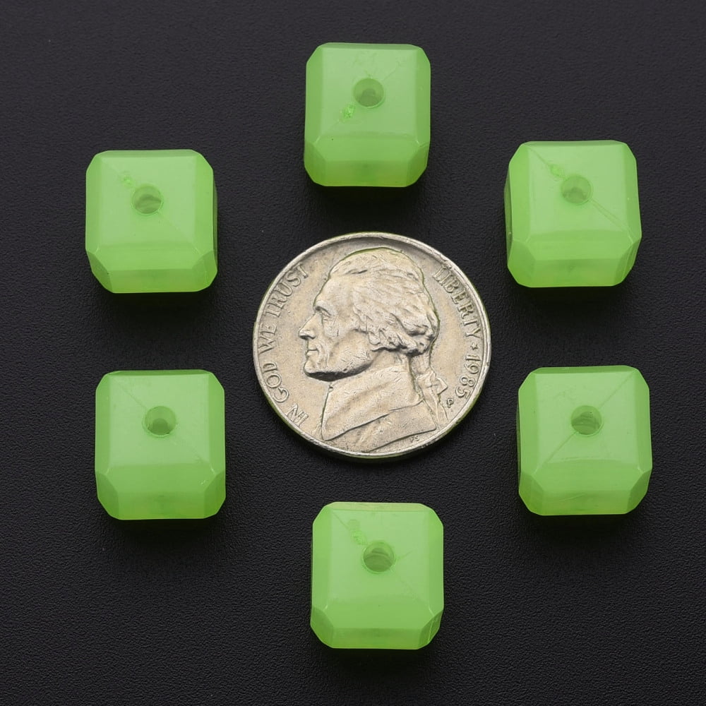 Imitation Jelly Acrylic Beads Cube Light Green 11.5x11x11mm Hole: 2.5mm about 528pcs/500g
