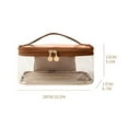 thumbnail image 3 of Clear Cosmetic Bag Large Capacity, Transparent Makeup Organizer Pouch, Double Layer Portable Toiletry Travel Bag with Top Handle for Women, Durable PVC Material, Easy to Clean and Lightweight, 3 of 6