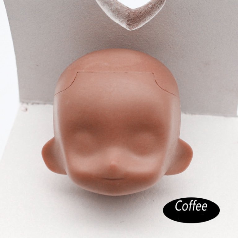 1/12 Scale Blank Doll Head For Ball Jointed Dolls - Removable Plastic Cement Head For Custom Makeup (Coffee Color)-980456