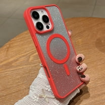 Gradient Color Case for Apple iPhone 12 Mini, Stylish Slim Clear Back Cover with Glitter Bling Paper Compatible with Magsafe Anti-Yellow Shockproof Case for Girls Women,Red