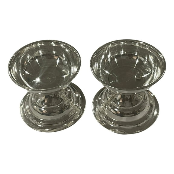 925 Sterling Silver 40ml Capacity Round Diya (Kundulu / Vilakku) Pair