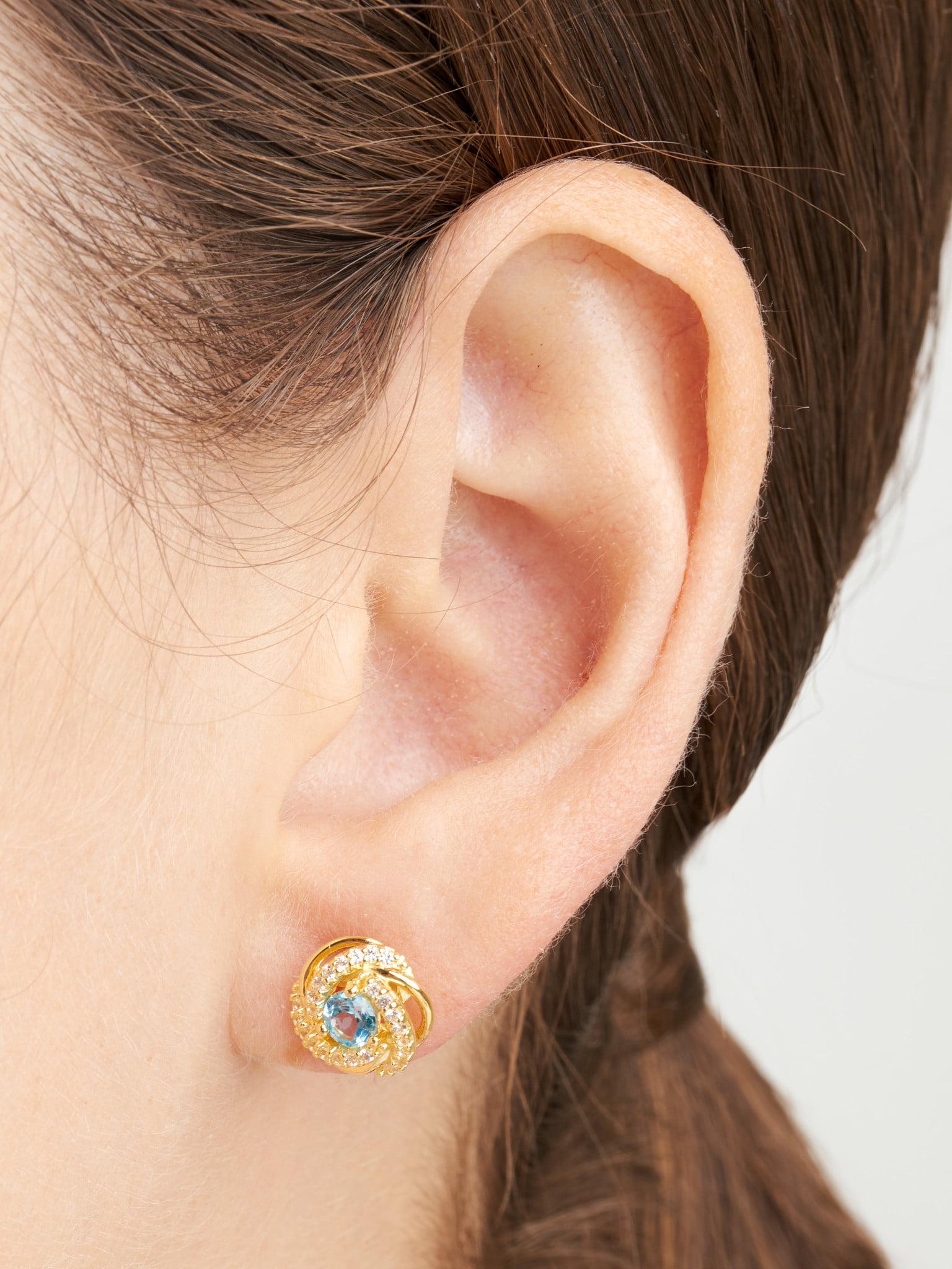 18K Yellow Gold Filled Flower Big Circle Round Topaz Zircon Gems Women Earrings