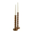 thumbnail image 3 of Sagebrook Home 17589-02 15 in. Textured Wood Taper Candle Holder, Brown, 3 of 9