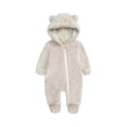 thumbnail image 2 of Domzest Newborn Baby Bear Outfit, Fleece Hooded Romper, Warm Jumpsuit for Infant Winter Snowsuit White 9M-Month, 2 of 7