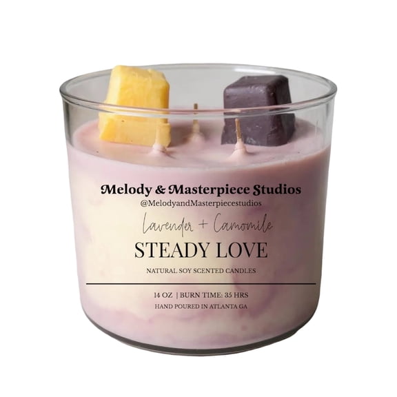 Scented Candle Jar (14.5oz) – Natural Soy Wax Candle Jar with Lid – Long-Lasting 35 Hours Burn Time – Ideal for Backyard, Patio, Decks & Indoor - (Steady Love)