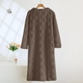 thumbnail image 4 of Women's Winter Plus Velvet Warm Checkerboard Long-sleeved Round Neck Mid-length Nightdress, 4 of 4