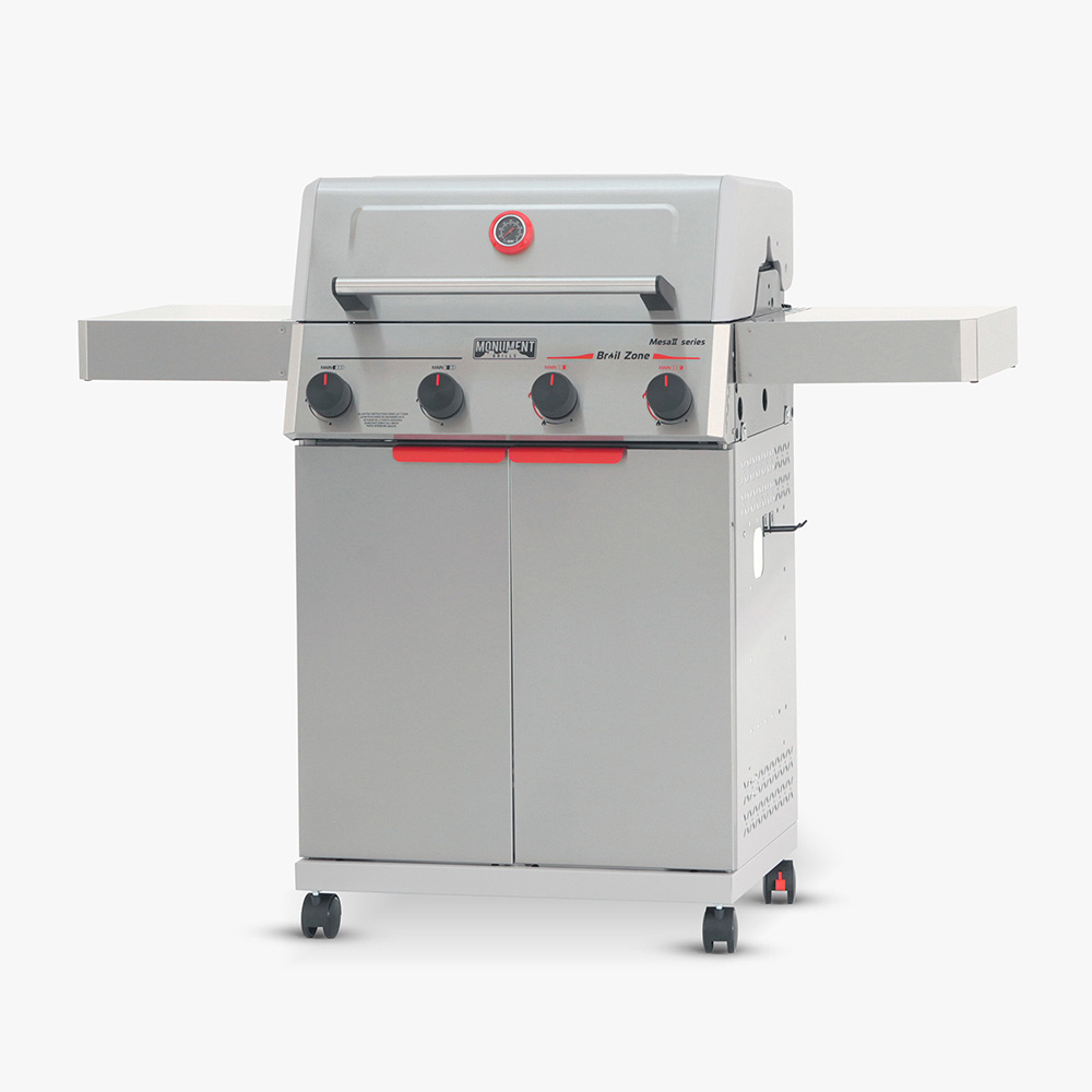 Monument Grills 4 Burner Propane Gas Grill ,Stainless Steel Outdoor Patio Barbecue Grill with Folding Shelves and Flip Rack, Mesa II 410BZ