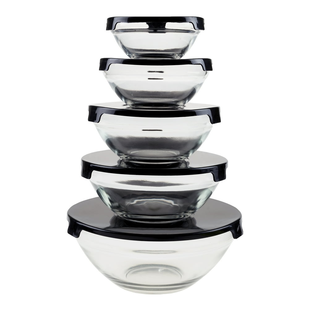 Glass Food Storage Containers with Snap Lids 10 Piece Set by Chef