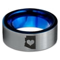 thumbnail image 2 of Tungsten Arizona The Grand Canyon State Heart Band Ring 8mm Men Women Comfort Fit Blue Flat Cut Brushed Gray Polished, 2 of 4
