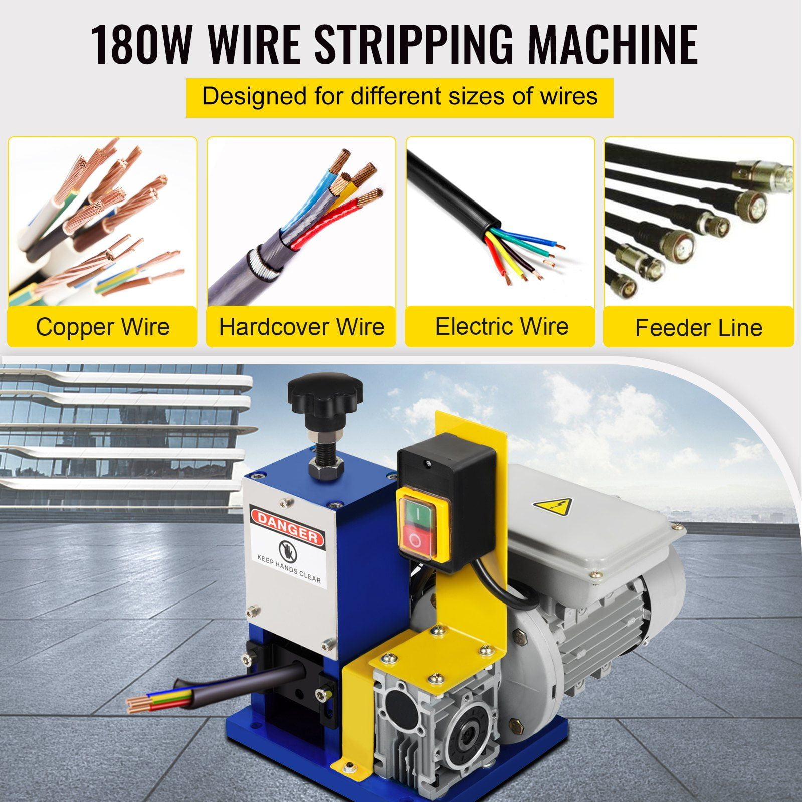 HCY Automatic Electric Wire Stripping Machine 0.05"-0.98",Portable Dark Blue Wire Stripper, Wire Stripping Machine Tool for Scrap Copper Recycling (Dark Blue)
