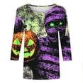thumbnail image 6 of JOANKDMI Womens Holiday Shirts Halloween 3/4 Sleeve Crewneck Mummy Pumpkin Graphic Tees Retro Creepy Horror Print Casual Blouse Tops Y2K Fashion Loose Pullover Everyday Wear, 6 of 6