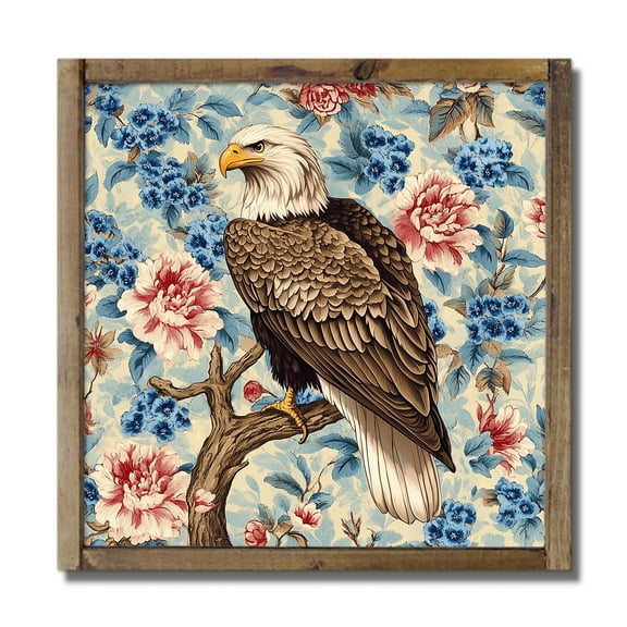 Creative Products Floral Bald Eagle 13.5 x 13.5 Framed Wood Plaque