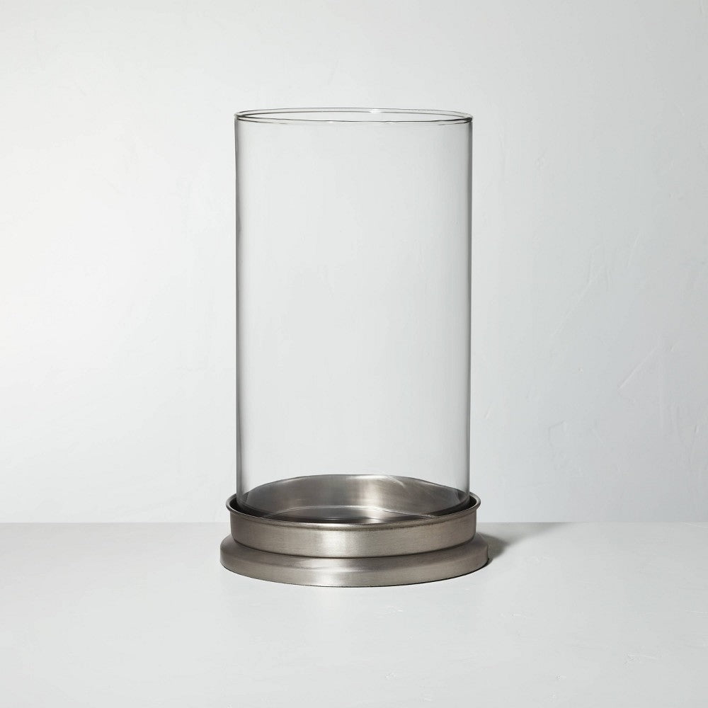 Hearth & Hand 13" Decorative Hurricane Candle Holder Antique Silver