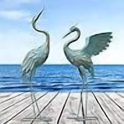 33-37 Inch Metal Crane Garden Statue Décor, Bird Garden Sculpture & Statues, Outdoor Decoration for Yard Patio Lawn Backyard Pool, Vintage Spread Wings Crane, Set of 2