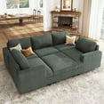 thumbnail image 2 of HONBAY Canapé Sectionnel avec Ottomane de Rangement, Sofa Sectionnel en Velours Côtelé avec Méridienne pour Ensembles de Meubles de Salon, Vert, 2 of 9