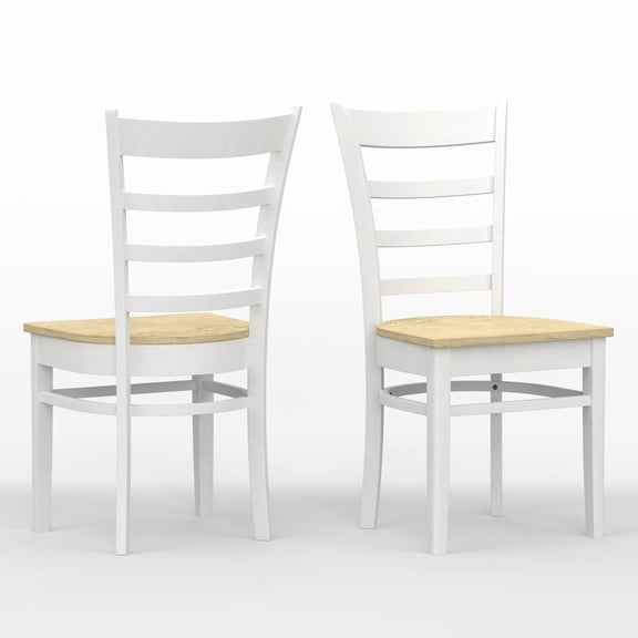 Glenwillow Home Slat Back Wood Dining Chair - White/Nat (Set of 2)