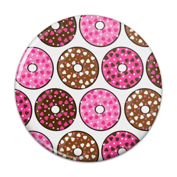 Chocolate Donuts with Heart Sprinkles Pattern Pinback Button Pin