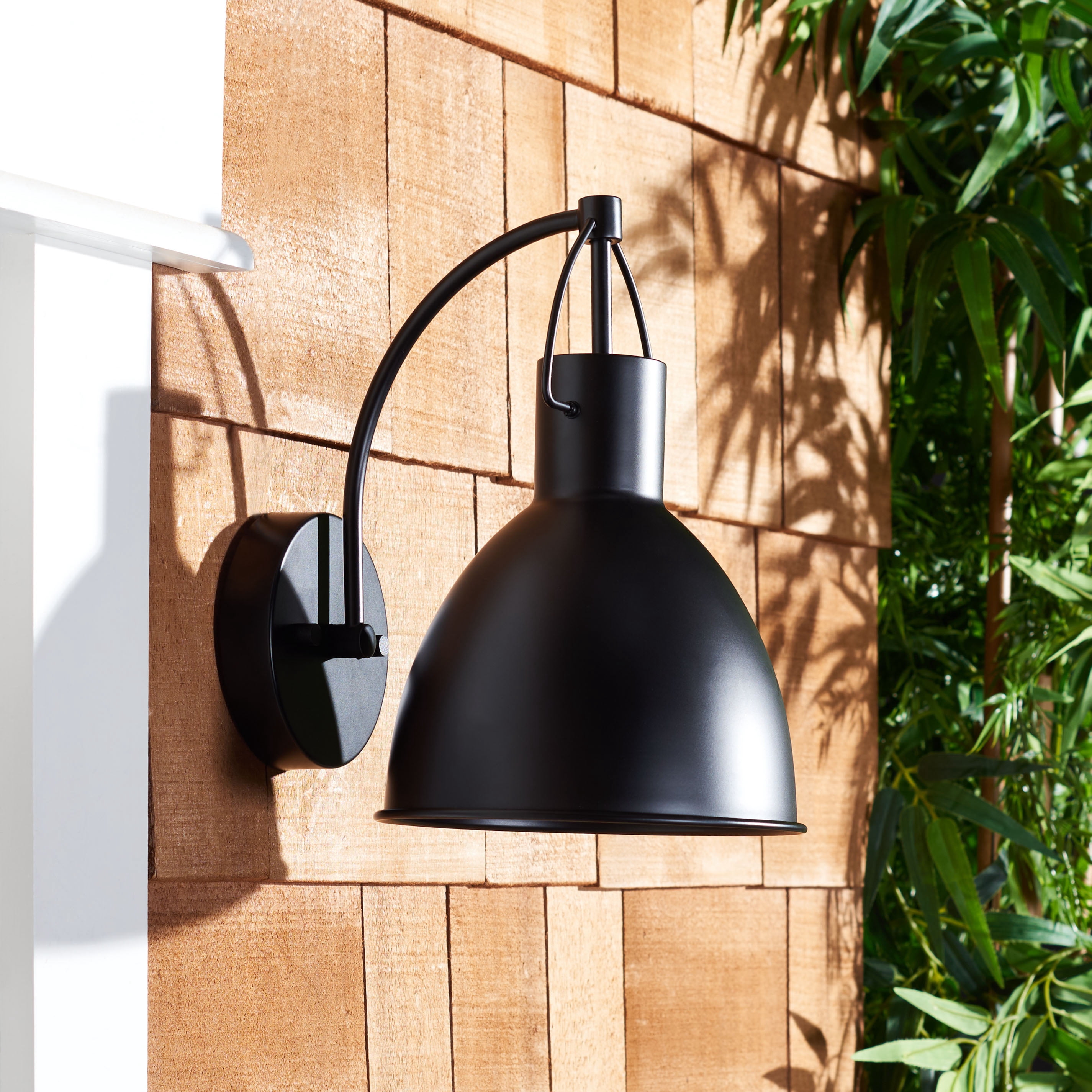 SAFAVIEH Priestly 2-Light A19 Black Steel Wall Sconce with Black Shade, Set of 2