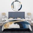 thumbnail image 3 of Designart "Swirling Blue and Gold Abstraction I" Modern Bedding Covert Set - Abstract Spirals Blue Abstract Bed Set With 2 Shams, 3 of 6