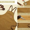 thumbnail image 5 of Brown Canvas Cotton Apron Back Straps Adjustable With Large Tool Pockets Dark Goldenrod Utility Work Cloth Aprons for Home Kitchen Cooking Garden Artist Restaurant Diy Craft Supply 1pc, 5 of 9