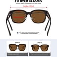 thumbnail image 5 of Women's Trendy Large Square Polarized Fit-over Sunglasses Tortoise, 5 of 6