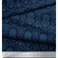 thumbnail image 3 of Soimoi Blue Silk Fabric Floral Damask Print Fabric by Yard 42 Inch Wide, 3 of 3