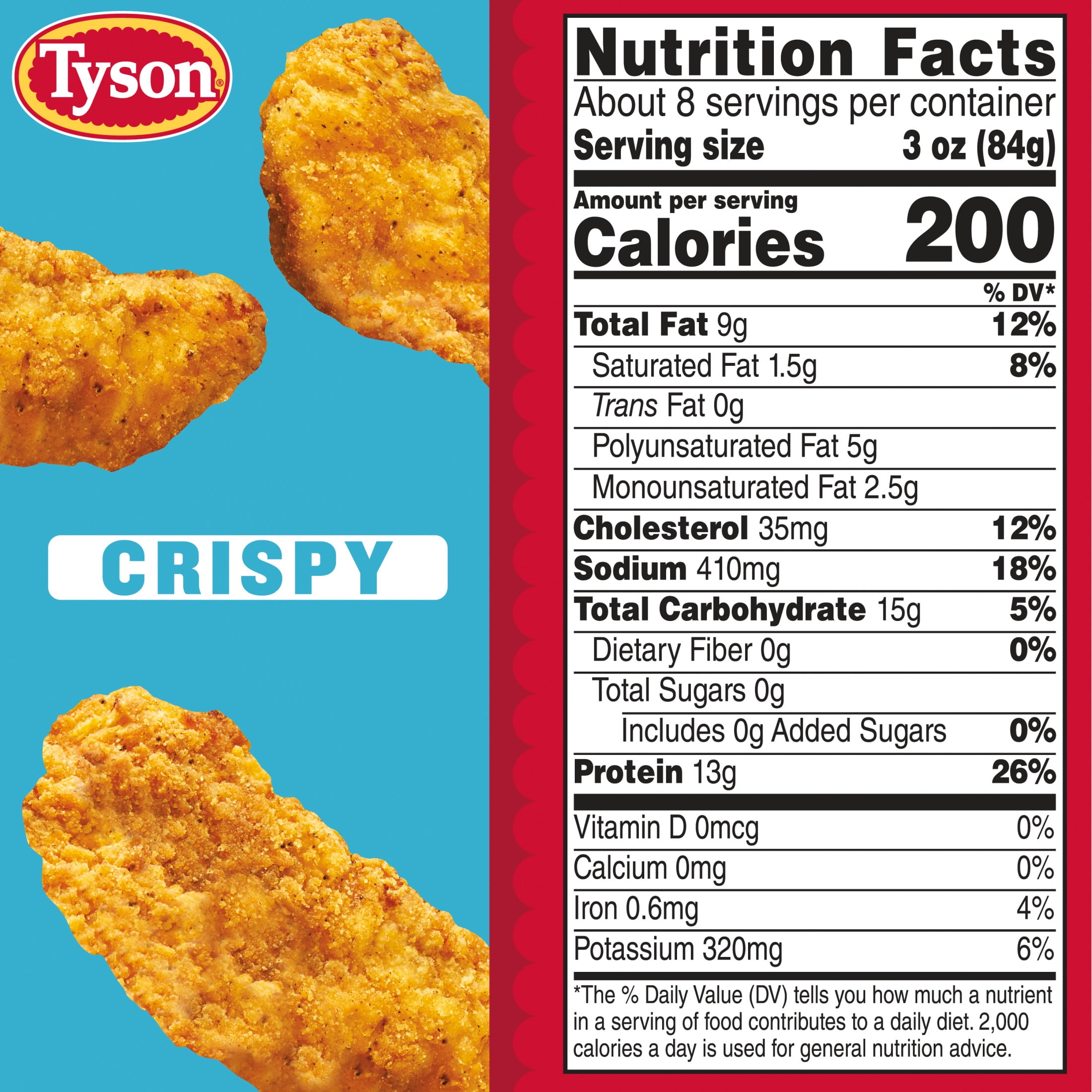 Tyson Frozen Crispy Chicken Breast Strips, 25 oz, 13g Protein per Serving (Fully Cooked)