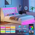 thumbnail image 3 of Greenstell Smart Charging Storage Bed Frame - 900lbs Capacity Noise-Free, Twin, Off White, 3 of 8