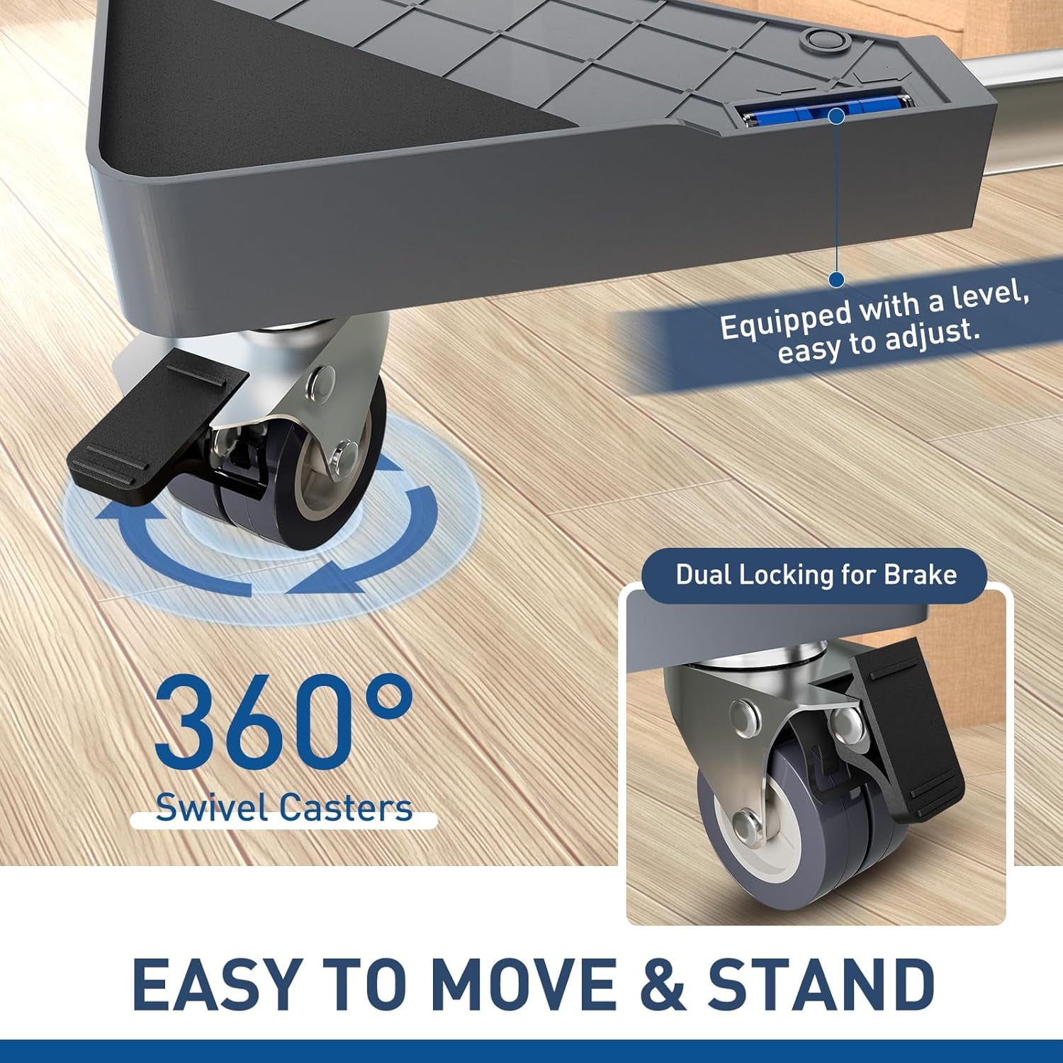 Appliance Dolly Cart, Mini Fridge Stand Furniture Dolly with 4 Twin Locking Wheels, Adjustable Furniture Mover Mobile Roller Base for Washing Machine, Dryer, Refrigerator, Laundry Pedestal