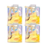 4 Pcs Holographic Clear Gift Bags, 19 x 20 x 10 cm Iridescent Reusable Gift Tote Bag with Handle, for Birthday Wedding Party