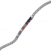 Personalized Planet Family Silver-Tone Birthstone Bracelet, 8"