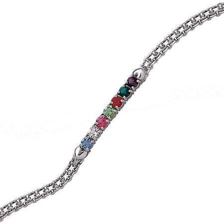 Personalized Planet Family Silver-Tone Birthstone Bracelet, 8"