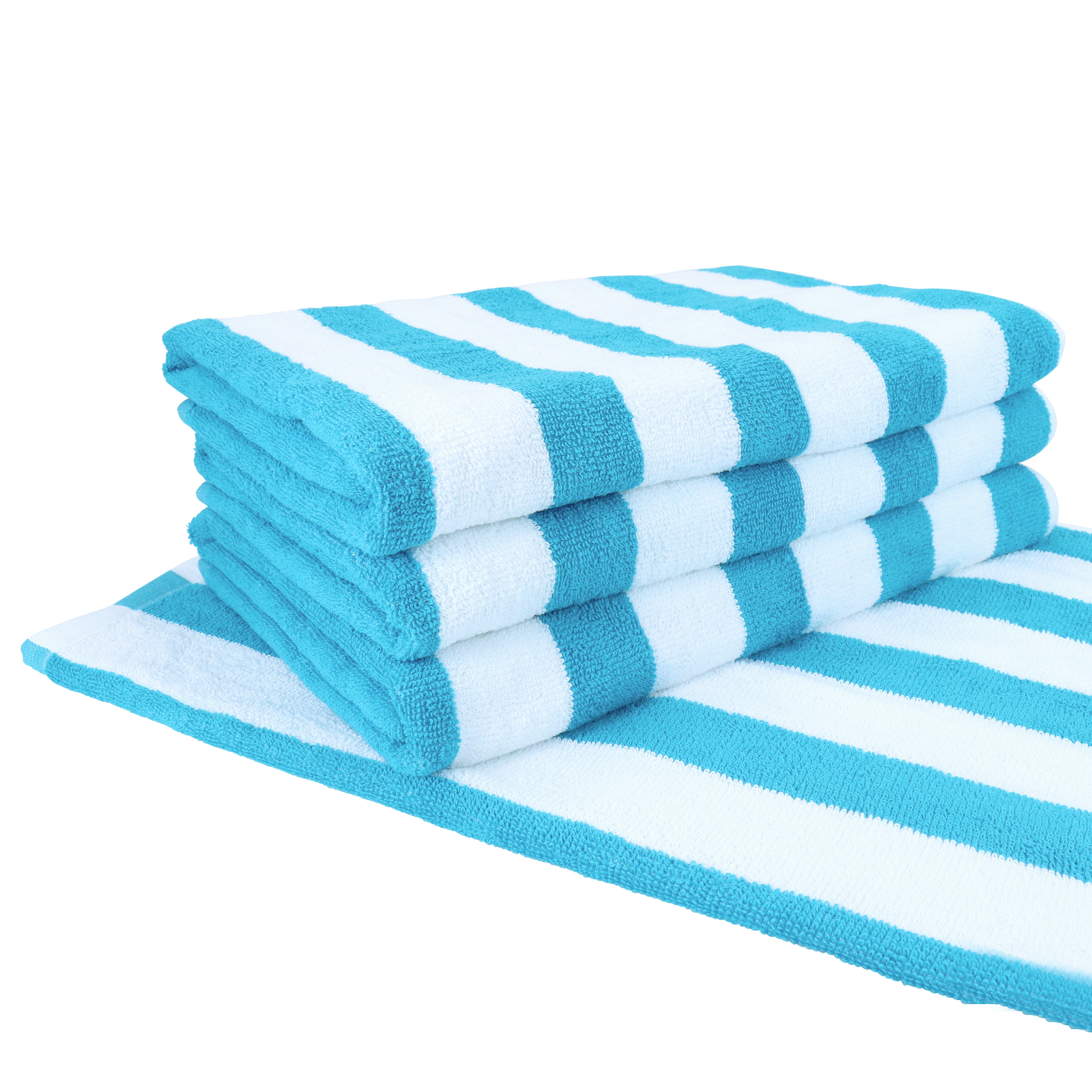 30x60 inches-Large Pool/Beach Cabana Towels Blue/Brown 4 pieces Pack 