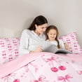 thumbnail image 3 of Feelyou Pink Bowknot Twin Comforter Sets, Cherry Stars Bedding Set, 2pcs, 3 of 6