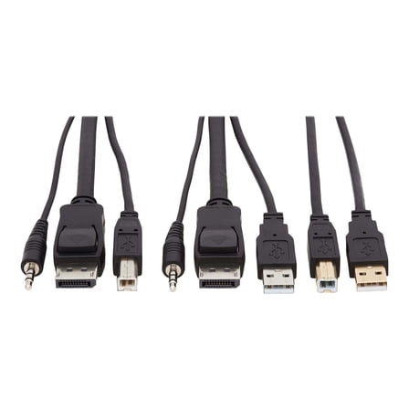 Tripp Lite Displayport Kvm Cable Kit 4k 3.5mm Audio 3xm/3xm M/m 6ft - Video / / Audio Cable - Usb, Mini Jack, Displayport (m) To Type B, Mini Jack, Displayport (m) - 6 Ft - 4k Support