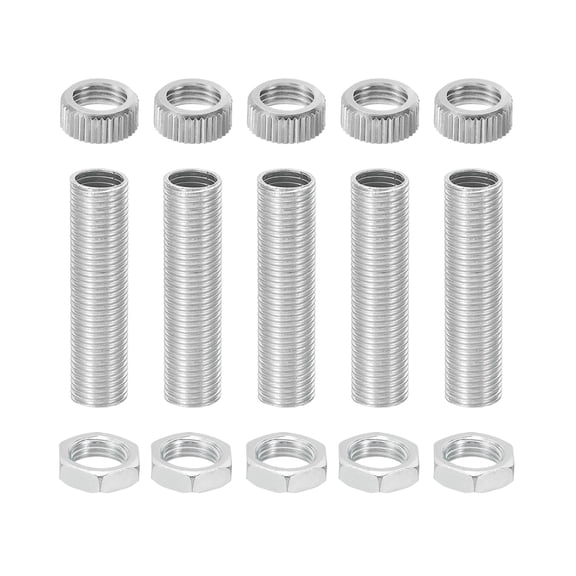 Uxcell G4 Lamp Hardware Fixtures Kit, M10x40mm Thread Lamp Pipe Nipple with Hex Nuts, Pack of 5