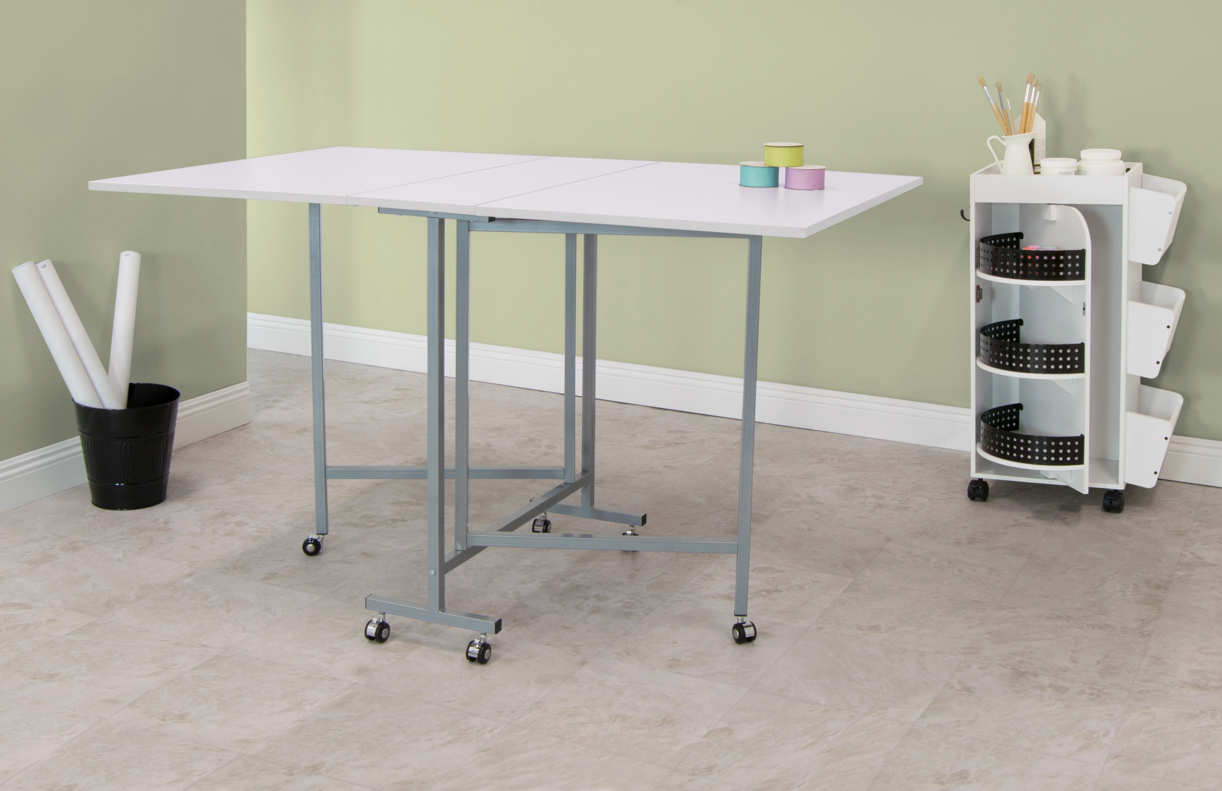 Sew Ready Craft & Cutting Table 58.75" Wide in Silver / White