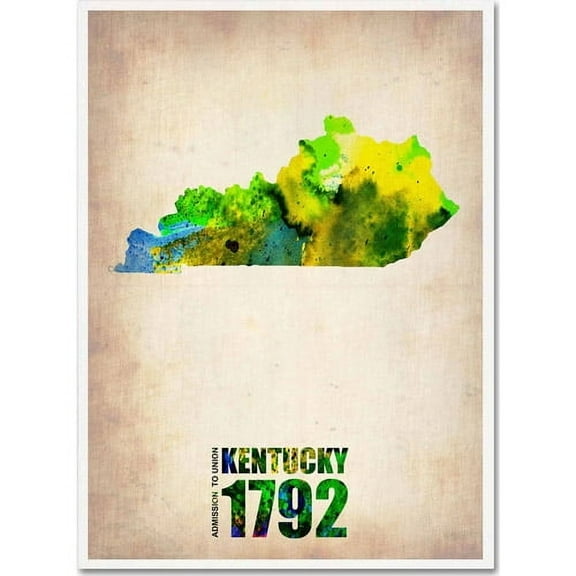 Trademark Fine Art "Kentucky Watercolor Map" Canvas Art by Naxart