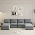thumbnail image 2 of EUROCO 2100LBS 115" 6 Seat U Shaped Reversible Sectional Sofa Couch, Chenille Modular Sleeper Sofa Bed with Ottoman, Free Combination Convertible Indoor Furniture, 2 of 11