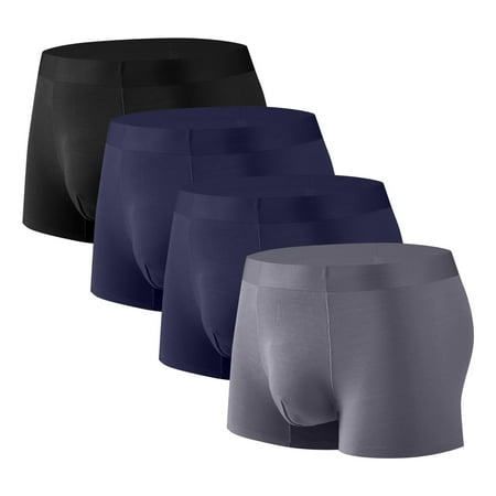 Clearance & Promo Men s 4PC Silk Traceless Quick-Dry Loose Breathable Elastic Exercise Flat Angle Briefs Comfortable and Lightweight Underwear for Active Wear Holiday Celebrations Sopatenor