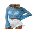 thumbnail image 1 of Haut Court pour Femmes Crochet Creux Tricot Transparent T-Shirts, 1 of 7