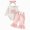 H180-Pink, variant on TOWED22 Newborn Baby Girl Clothes Infant Cute Printed Long Sleeve Romper Flared Pants Headband 3pcs Fall Winter Outfits,0-3 M
