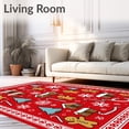 thumbnail image 2 of ODIKA 8'x10' Machine Washable Non-Slip Area Rug, Jolly Winter Farmhouse Celebration Motif High Traffic Rug, Red, 624063, 2 of 7