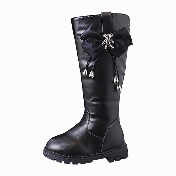 Ramiter Little Girl Boots Boys Girls Waterproof Combat Boots Lace Up Side Zipper Ankle Booties for Toddler/Little Kid/Big Kid(Black,1)
